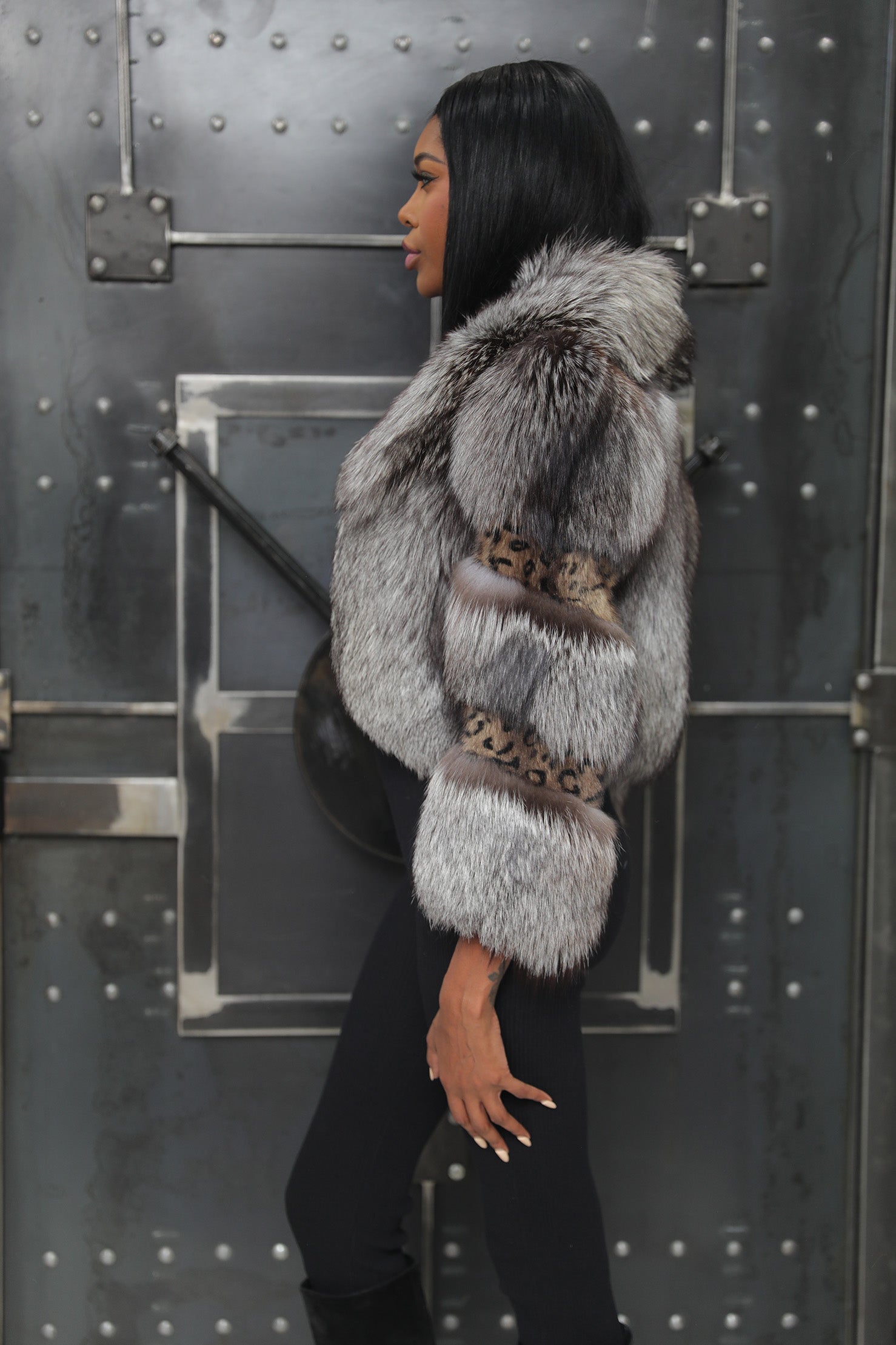 Silver Fox & Mink Fur Cropped Coat