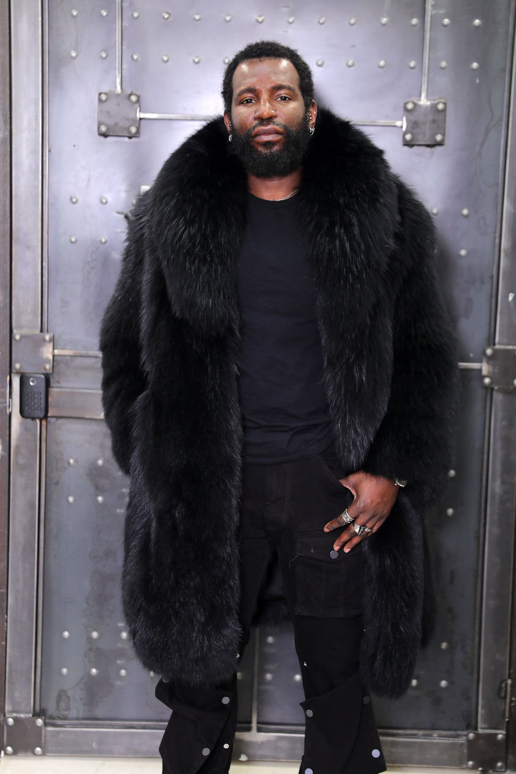 BLACK - Men's Full-Skin Full-Length Fox Coat