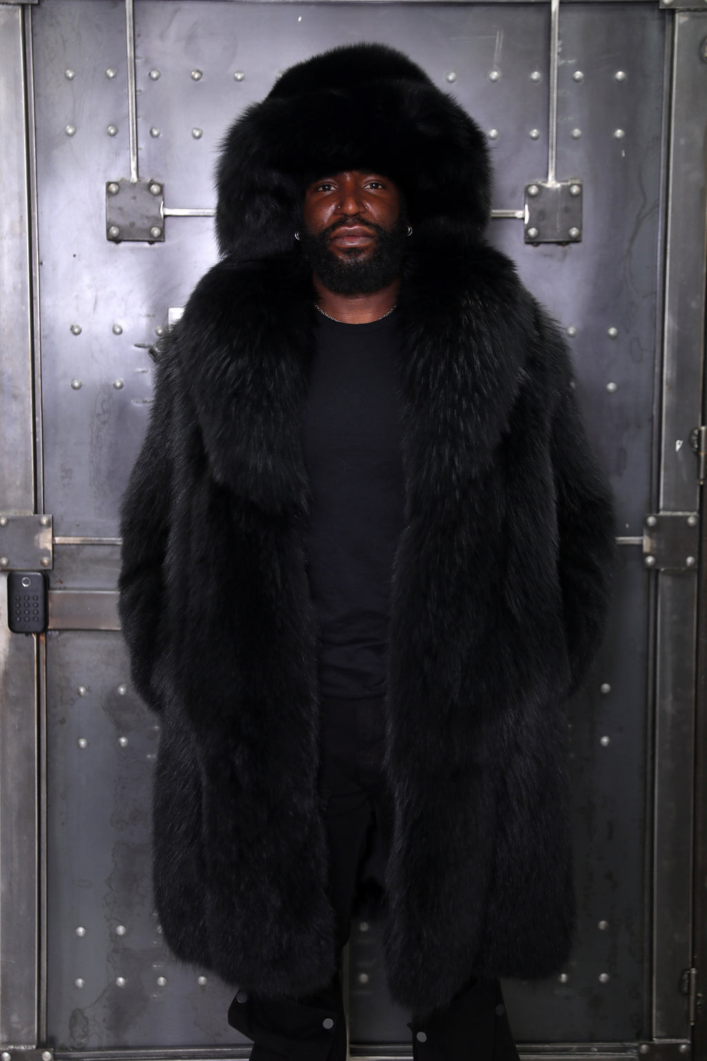 BLACK - Men's Full-Skin Full-Length Fox Coat