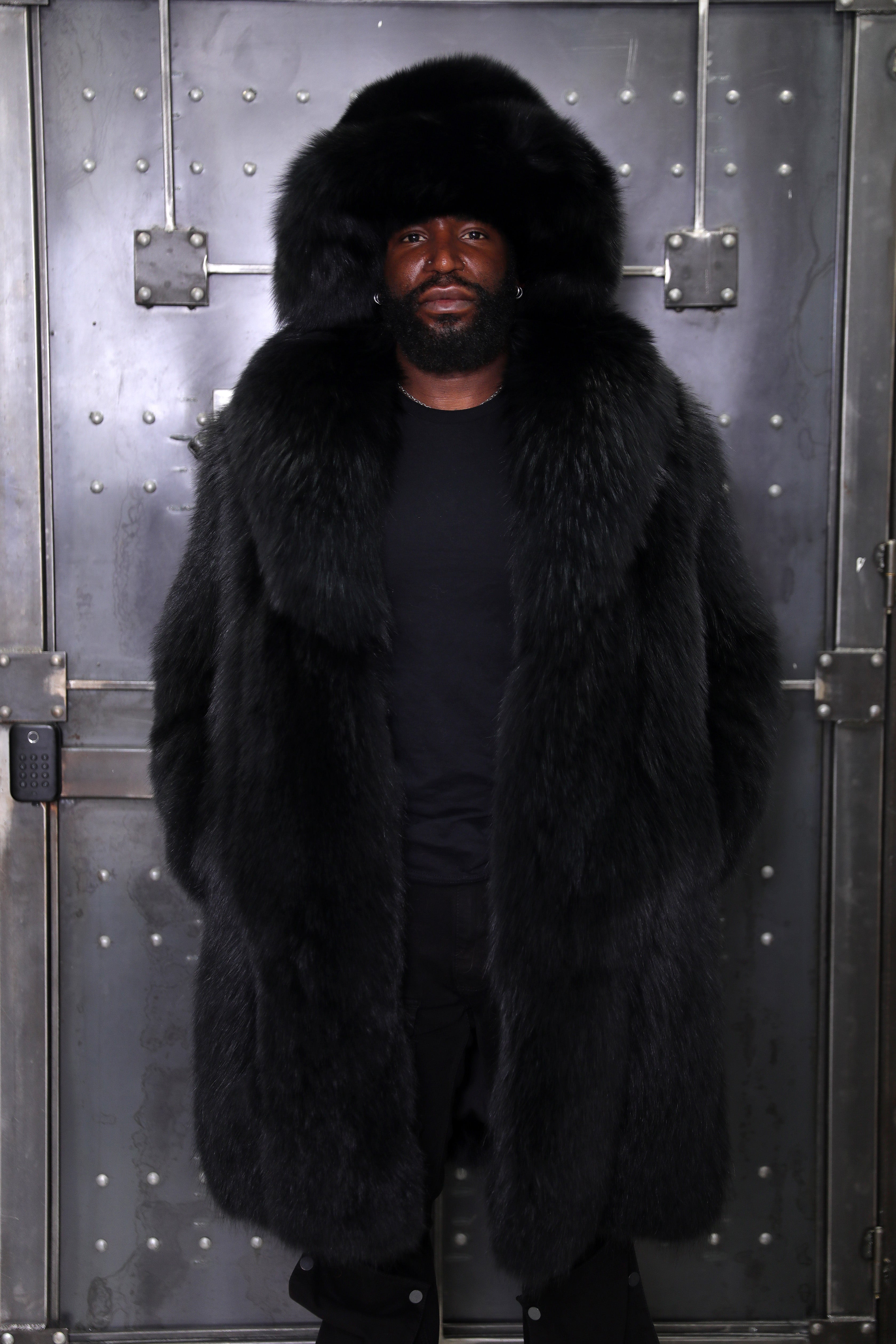 BLACK - Men's Full-Skin Full-Length Fox Coat
