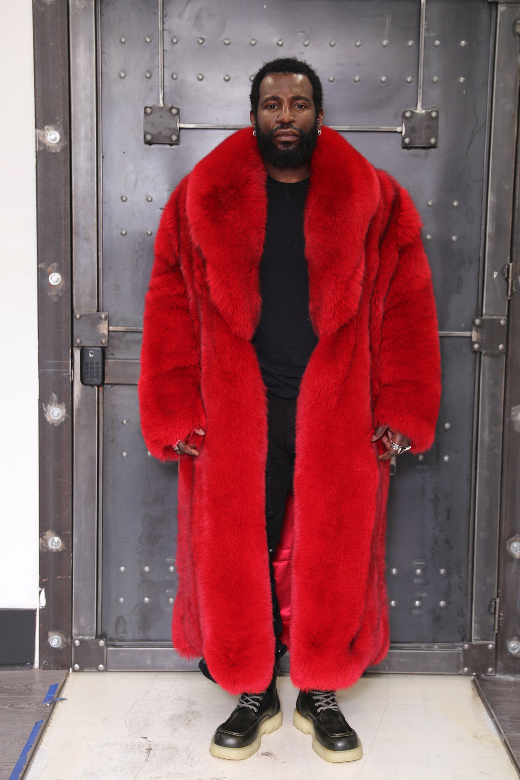 RED - Men's Full-Skin Full-Length Fox Coat
