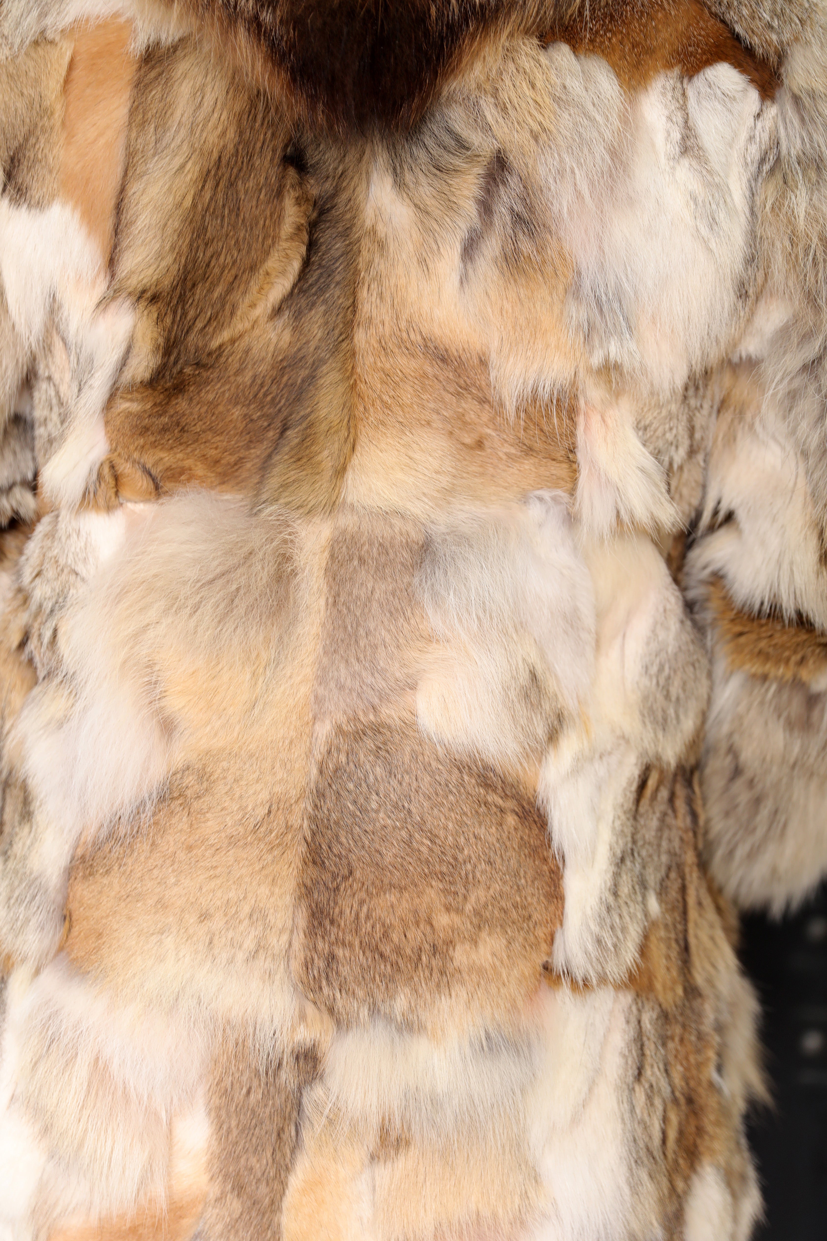 Men's Full-Length Coyote Sections Coat with Raccoon Shaw Collar