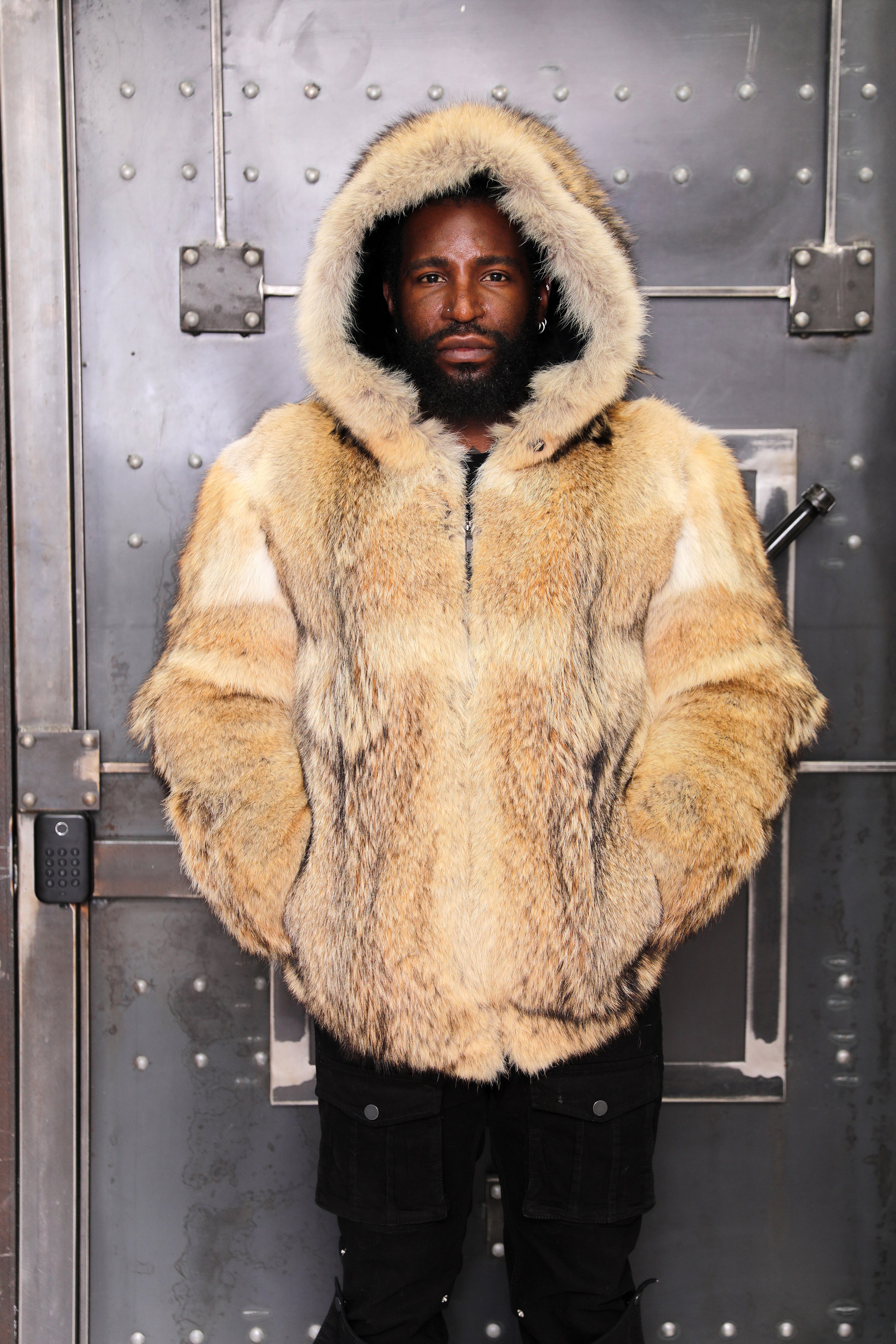 Men's Full-Skin Coyote Hooded Bomber