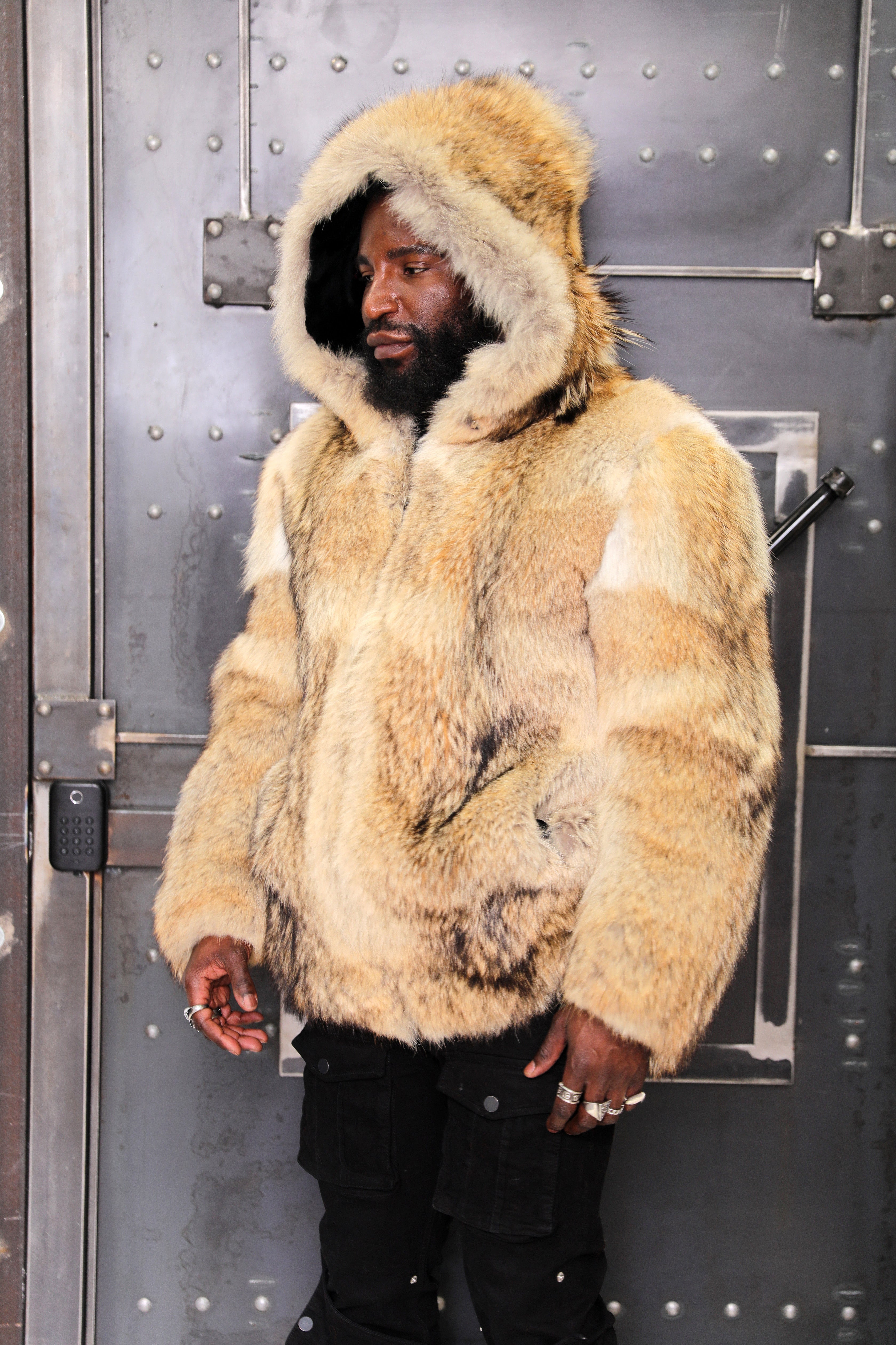 Men's Full-Skin Coyote Hooded Bomber