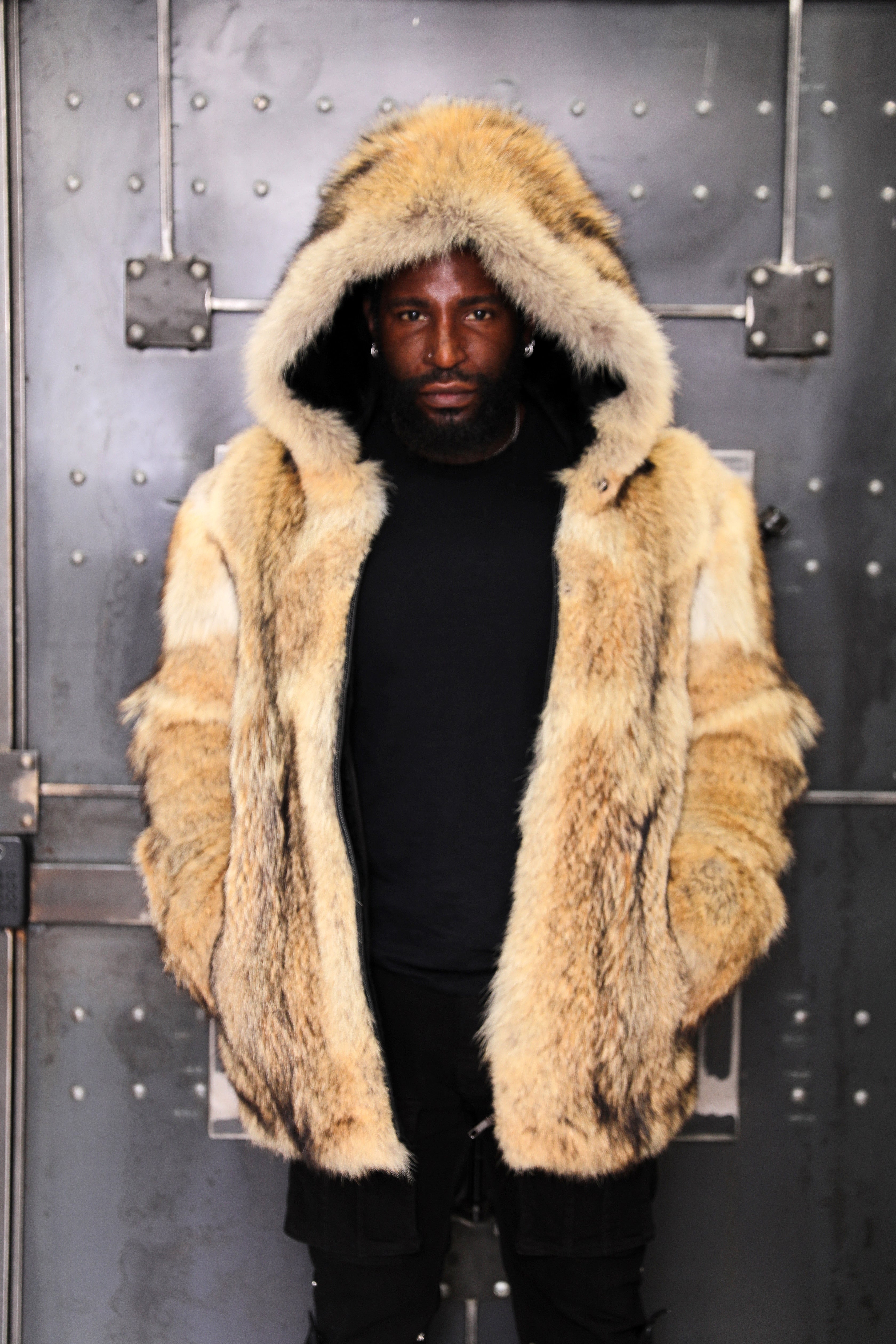 Men's Full-Skin Coyote Hooded Bomber