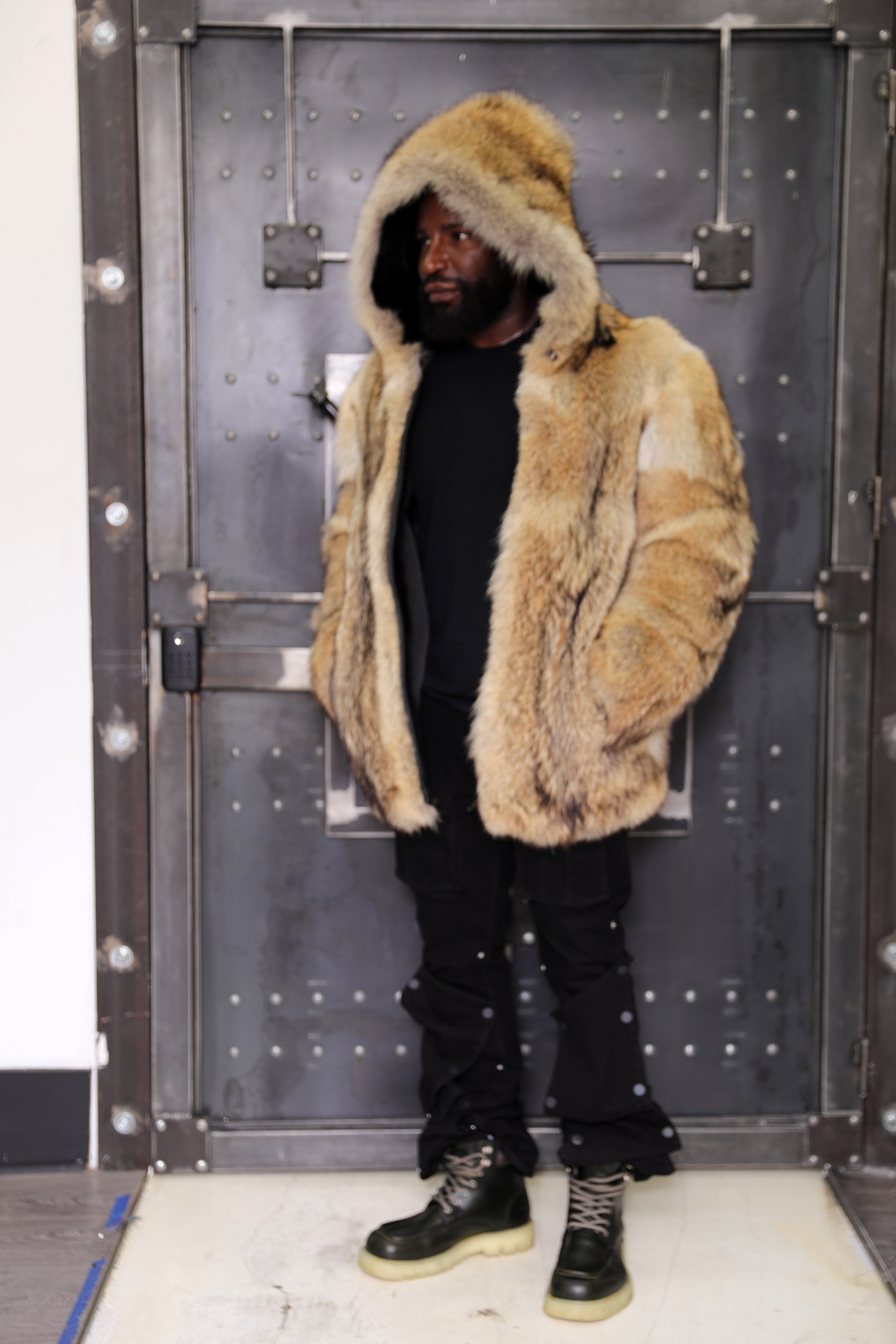 Men's Full-Skin Coyote Hooded Bomber