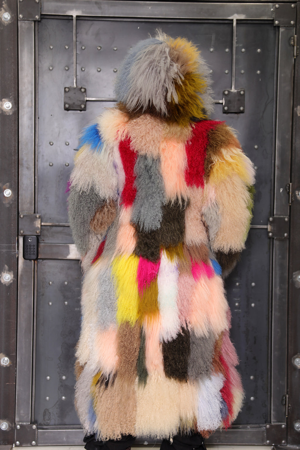 Men's Full-Length Multicolor Mongolian Lamb Fur Coat