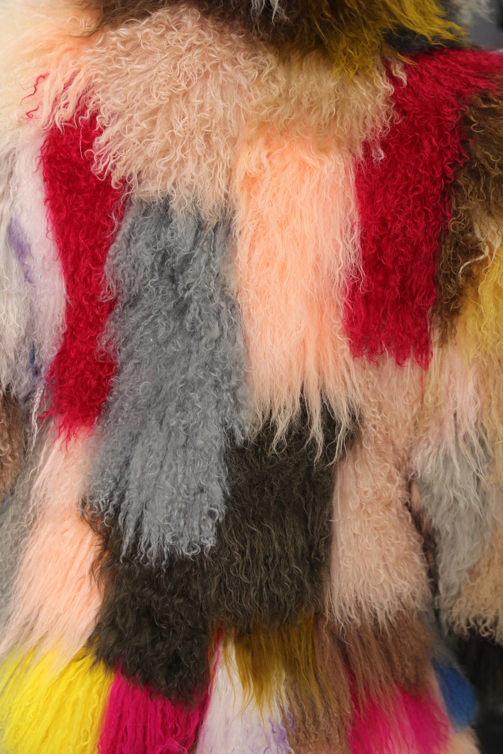 Men's Full-Length Multicolor Mongolian Lamb Fur Coat