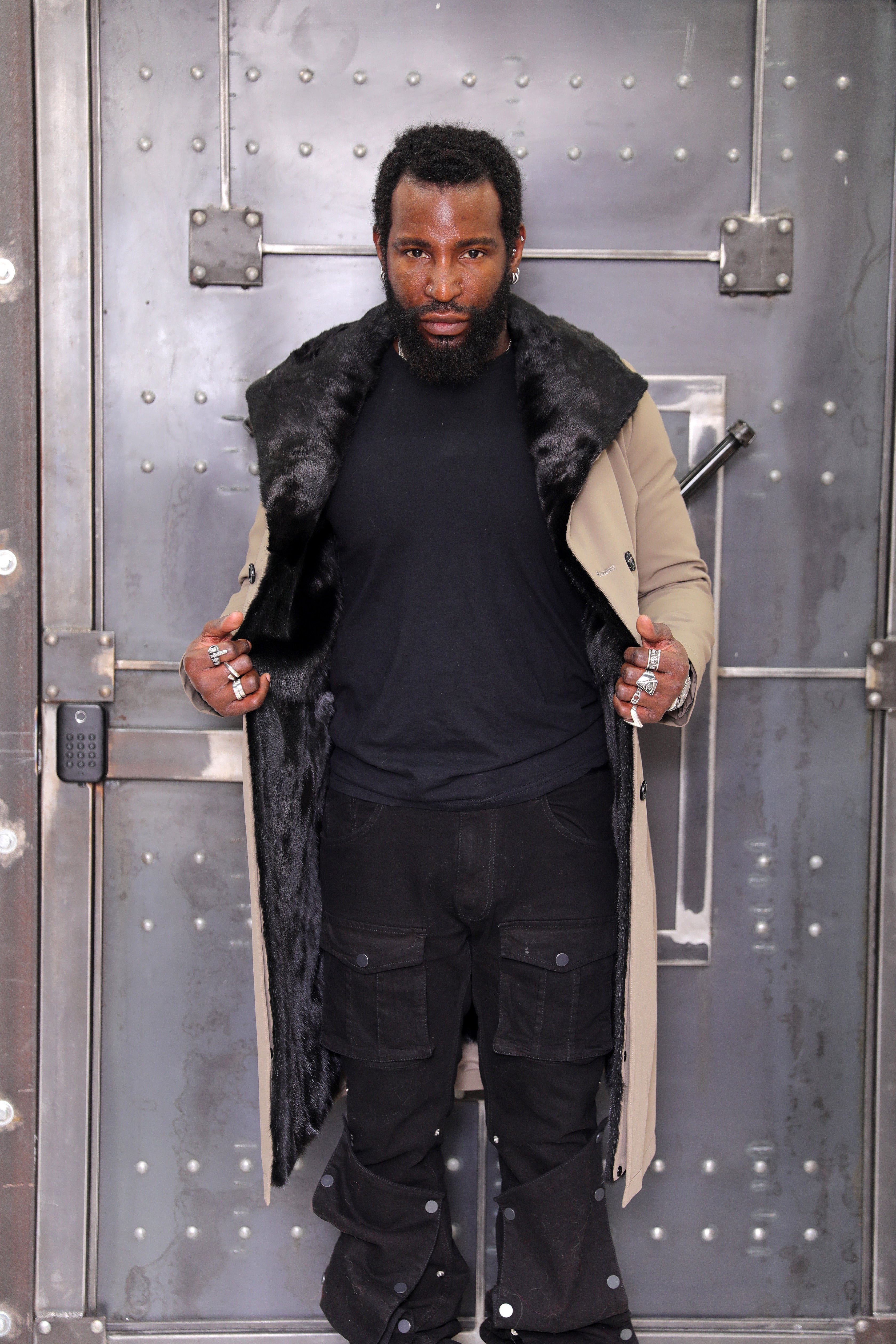 TAN - 3-in-1 Reversible Full-Skin Mink & Technical Fabric Trench Coat