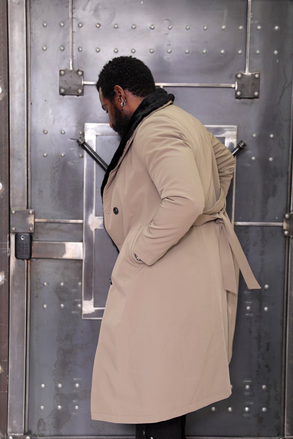 TAN - 3-in-1 Reversible Full-Skin Mink & Technical Fabric Trench Coat