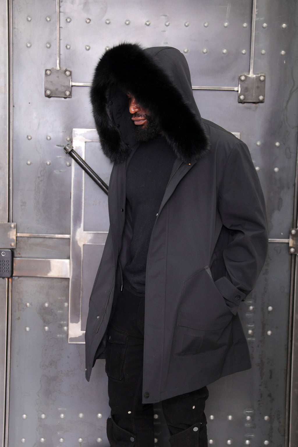 Men's 3-in-1 Technical Parka with Removable Black Fox Vest