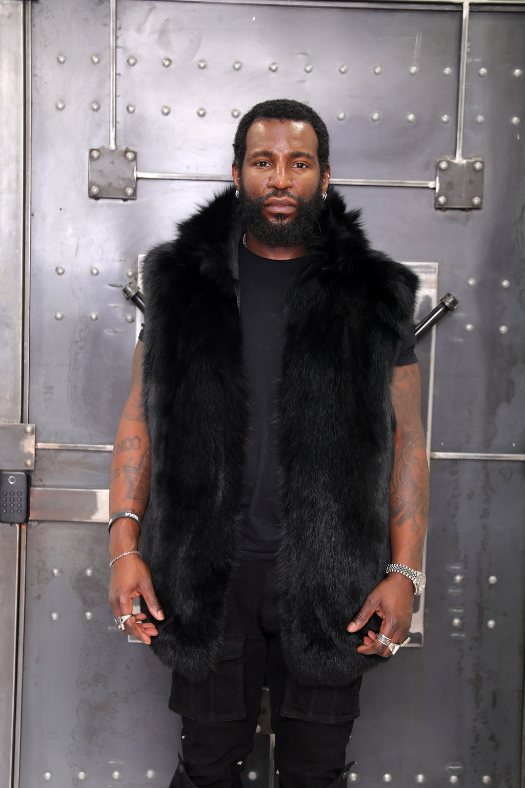 Men's 3-in-1 Technical Parka with Removable Black Fox Vest